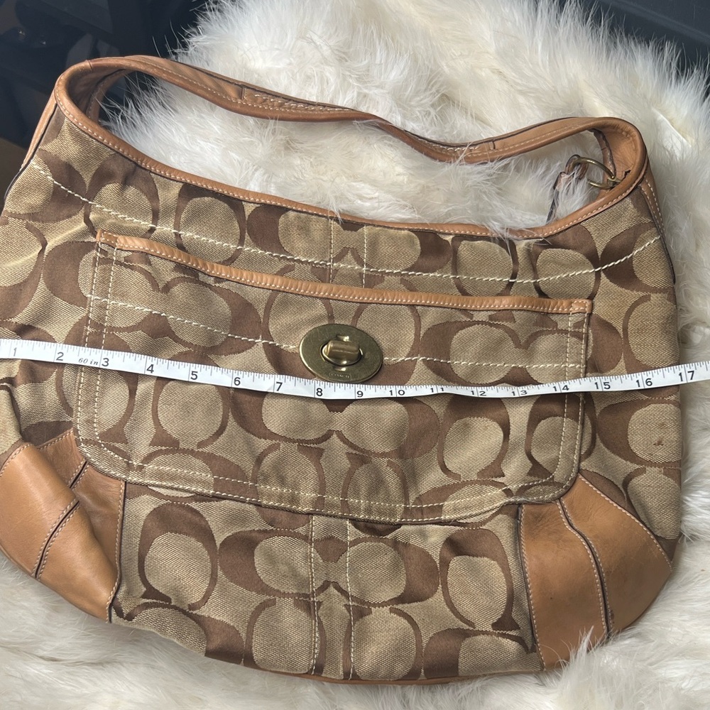 Coach Brown Khaki Signature Canvas Shoulder Bag